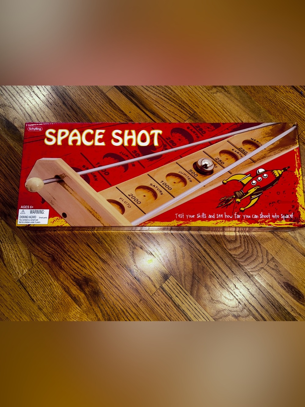 Space Shot Wooden Skill Game - Red Box Like New